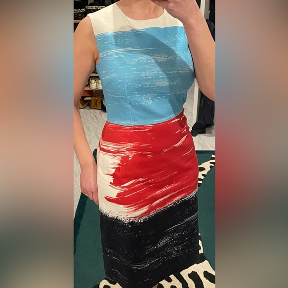 Lands' End Painted Canvas Color Block Dress sz 8 - Picture 5 of 6